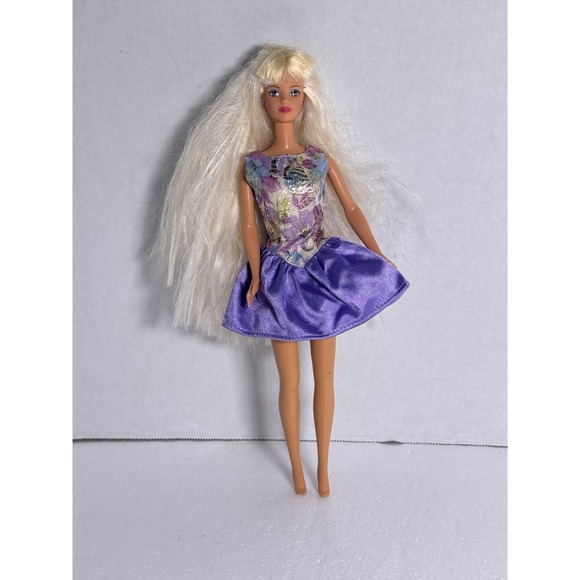 Mattel Late 90's Early 2000's Barbie Doll, Blonde Hair Purple dress - Picture 3 of 4